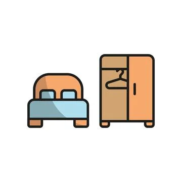 Cupboard and bed set icon vector Stock Illustration