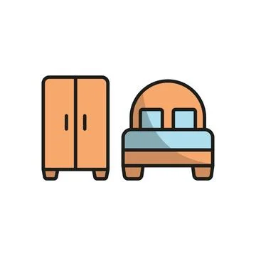 Cupboard and bed set icon vector Illustrazione stock