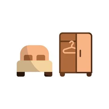 Cupboard and bed set icon vector Illustrazione stock