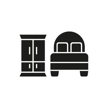 Cupboard and bed set icon vector Stock Illustration