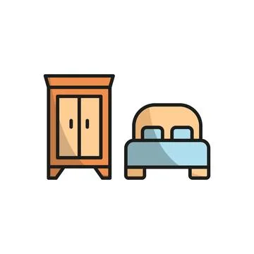 Cupboard and bed set icon vector Illustrazione stock