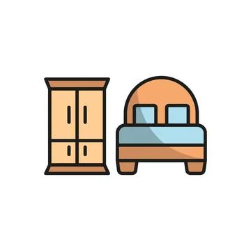 Cupboard and bed set icon vector Stock Illustration