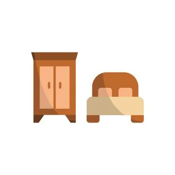 Cupboard and bed set icon vector Illustrazione stock