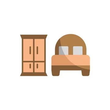 Cupboard and bed set icon vector Illustrazione stock