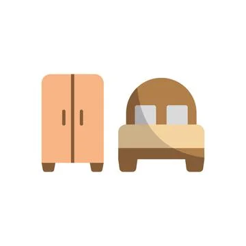 Cupboard and bed set icon vector Illustrazione stock