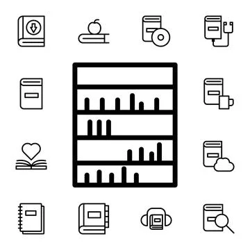 Cupboard, books flat vector icon in books pack Stock Illustration