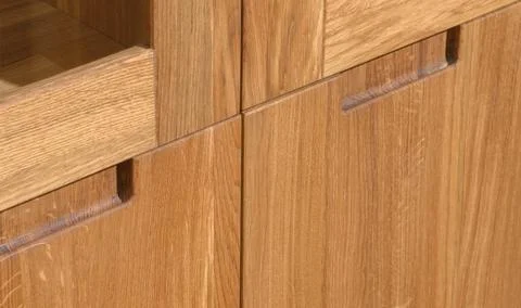 Cupboard drawer with a handle close view photo, wooden eco furniture elemen.. 스톡 사진