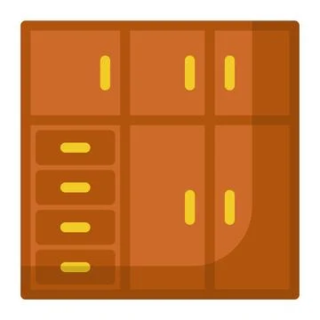 Cupboard Icon In Color Fill. Flat Style. Isolated on White Background Stock Illustration