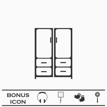 Cupboard icon flat. Stock Illustration