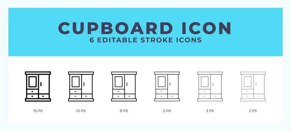 Cupboard icon illustration vector with editable stroke. 库存插图