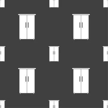 Cupboard icon sign. Seamless pattern on a gray background. Vector Illustrazione stock