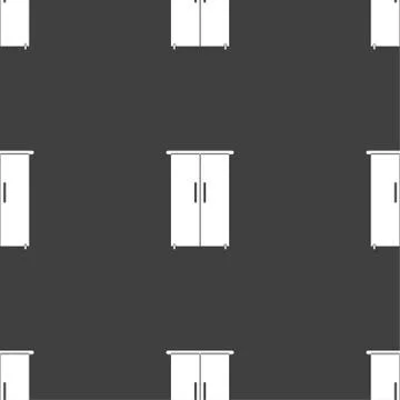 Cupboard icon sign. Seamless pattern on a gray background. Vector Illustrazione stock