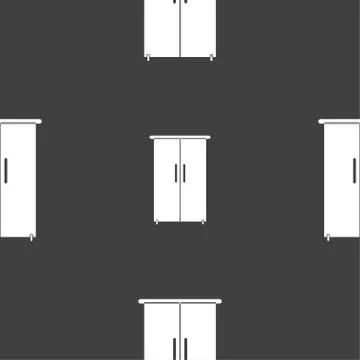 Cupboard icon sign. Seamless pattern on a gray background. Illustrazione stock