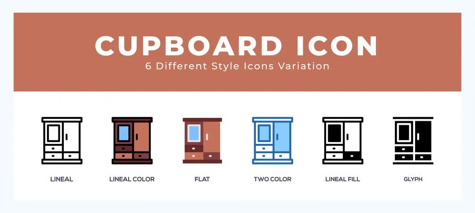 Cupboard icon symbol. isolated. vector illustration with different styles 库存插图