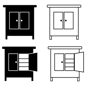 Cupboard icon. wardrobe sign. elements of furniture symbol. open and closed.. Stock Illustration