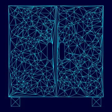 Cupboard or cabinet low poly triangulation triangulated polygonal electric cy Stock Illustration