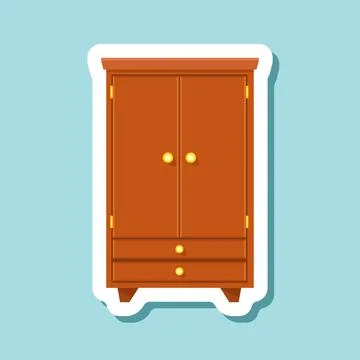 Cupboard sticker icon in flat style. Wardrobe storage vector illustration o.. Stock Illustration