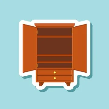 Cupboard sticker icon in flat style. Wardrobe storage vector illustration o.. Stock Illustration