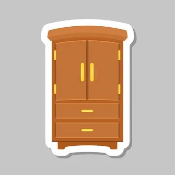 Cupboard sticker icon in flat style. Wardrobe storage vector illustration o.. Stock Illustration