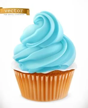 Cupcake 3d realistic vector icon Stock Illustration