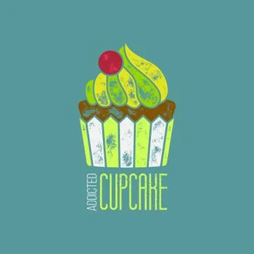 CupCake Addicted Vector T-Shirt Design Stock Illustration
