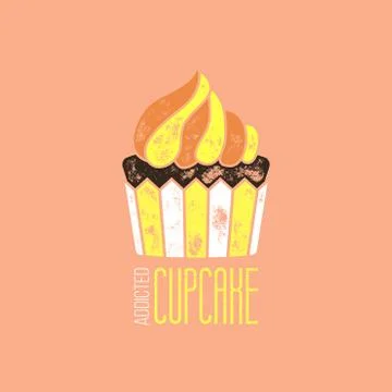 CupCake Addicted Vector T-Shirt Design Stock Illustration