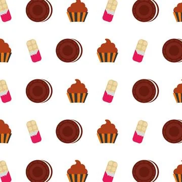 Cupcake and biscuit pattern. Vector Stock Illustration