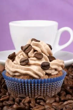 Cupcake and espresso Stock-Fotos