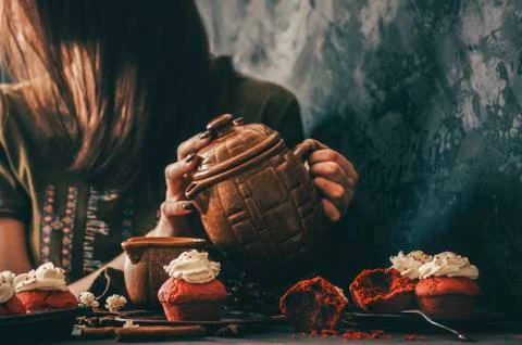 Cupcake And Tea Stock Photos