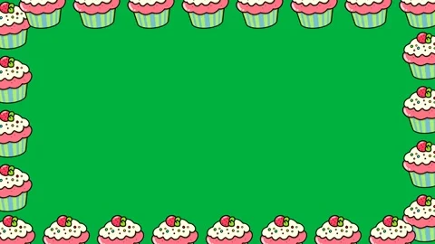 Cupcake animation moves around the side of the green screen Stock Footage 319872600