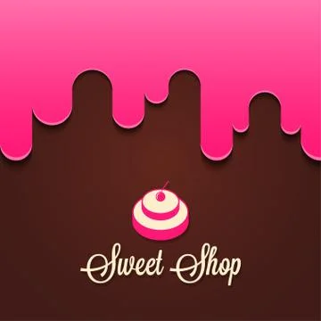 Cupcake with berries splash. sweet shop logo design background Stock Illustration