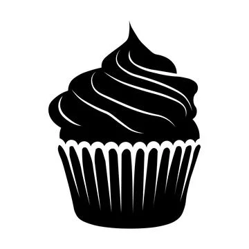 Cupcake black vector icon on white background Stock Illustration