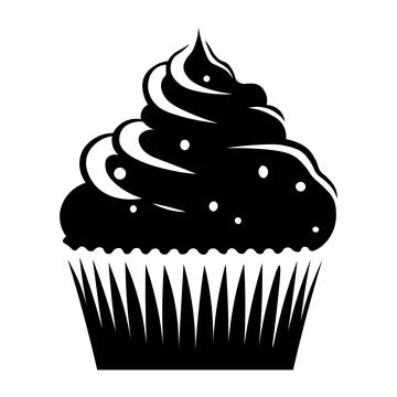 Cupcake black vector icon on white background Stock Illustration