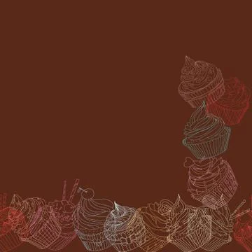 Cupcake border pattern Stock Illustration