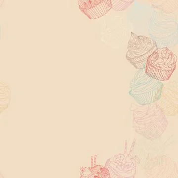 Cupcake border pattern Stock Illustration