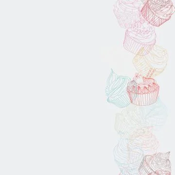 Cupcake border pattern Stock Illustration