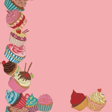 Cupcake border pattern Stock Illustration