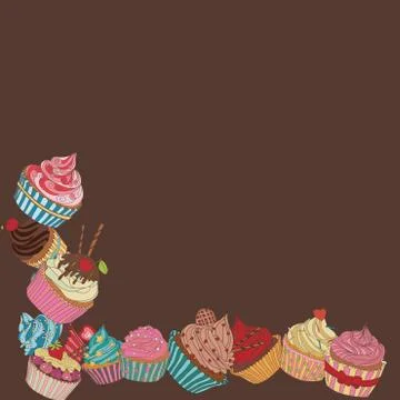 Cupcake border pattern Illustrazione stock