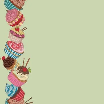 Cupcake border pattern Stock Illustration