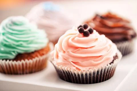 Cupcake Box to Take-Away. High quality photo. Stock Photos