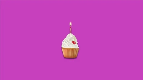 Cupcake with burning candle Stock Footage 221150265