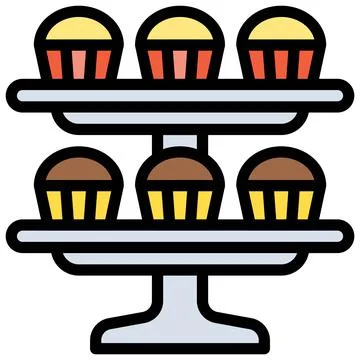 Cupcake on Cake stand icon, Bakery and baking related vector Stock Illustration