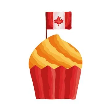 Cupcake with canada flag flat style Stock Illustration