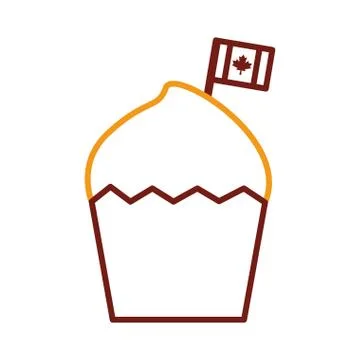 Cupcake with canada flag line style Stock Illustration