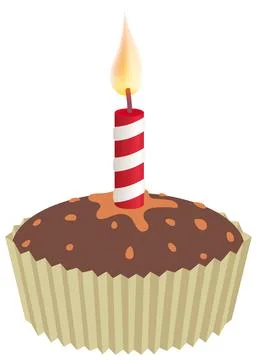Cupcake with candle Stock Illustration
