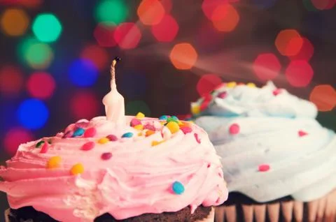 Cupcake candle Stock Photos