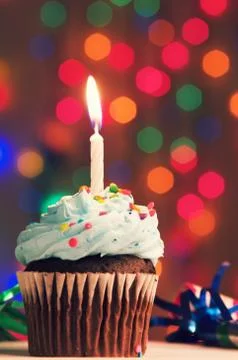 Cupcake candle Stock Photos