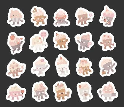 Cupcake character set in scandinavian style Stock Illustration