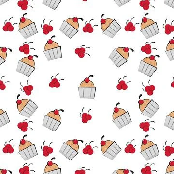 Cupcake with cherries. Stock Illustration