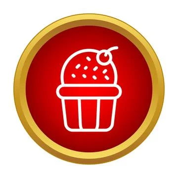 Cupcake with cherry and sprinkles icon Stock Illustration
